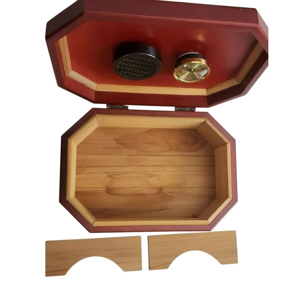 VTG Wood Cigar Humidor Tobacco Box Hygrometer Humidifier Jewelry Trinket Taiwan - Picture 3 of 15
